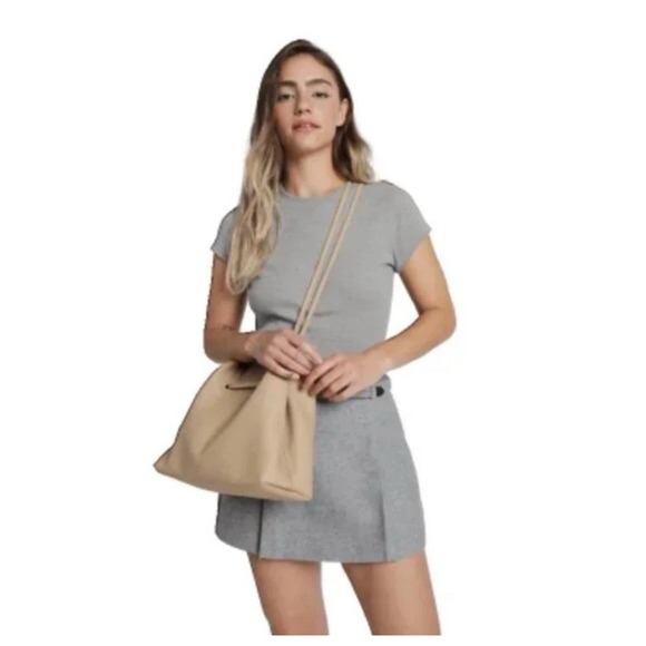 8 Other Reasons Vegan Leather Slouchy Bucket Crossbody Bag Tan NWT $149 Retail - Picture 1 of 4